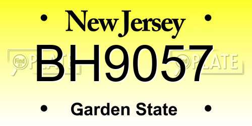BH9057 New Jersey License Plate