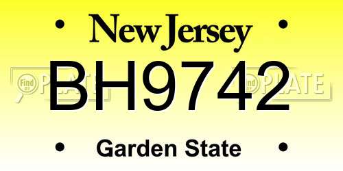 BH9742 New Jersey License Plate