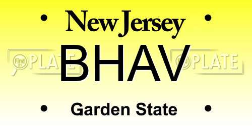 BHAV New Jersey License Plate