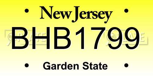 BHB1799 New Jersey License Plate