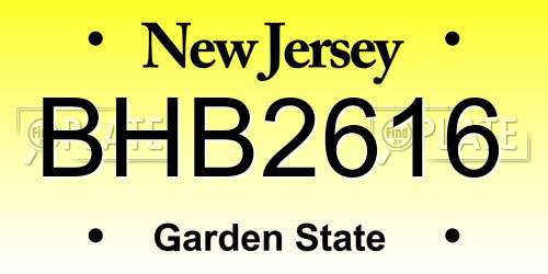 BHB2616 New Jersey License Plate