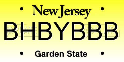 BHBYBBB New Jersey License Plate