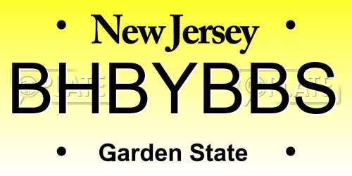 BHBYBBS New Jersey License Plate