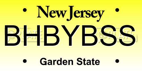 BHBYBSS New Jersey License Plate