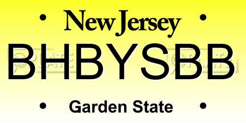 BHBYSBB New Jersey License Plate