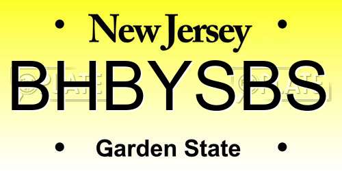 BHBYSBS New Jersey License Plate