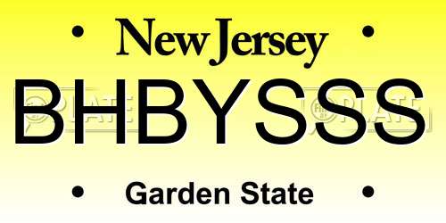 BHBYSSS New Jersey License Plate