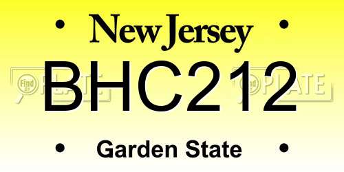 BHC212 New Jersey License Plate