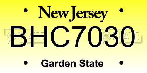 BHC7030 New Jersey License Plate
