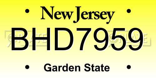 BHD7959 New Jersey License Plate