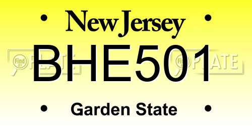 BHE501 New Jersey License Plate