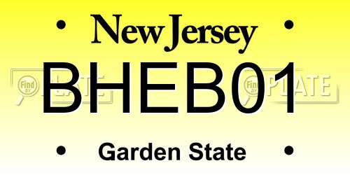 BHEB01 New Jersey License Plate