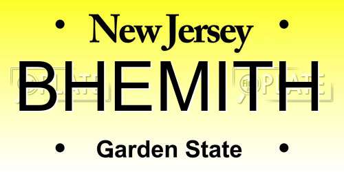 BHEMITH New Jersey License Plate