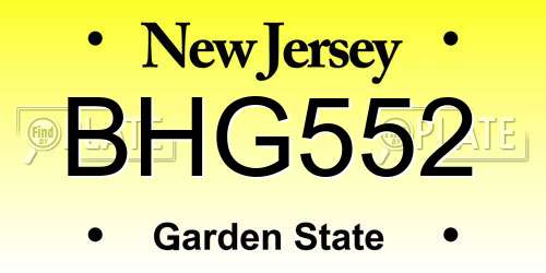 BHG552 New Jersey License Plate