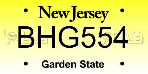 BHG554 New Jersey License Plate