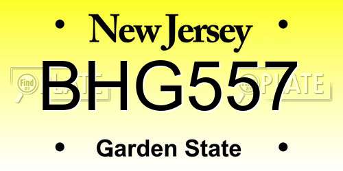 BHG557 New Jersey License Plate