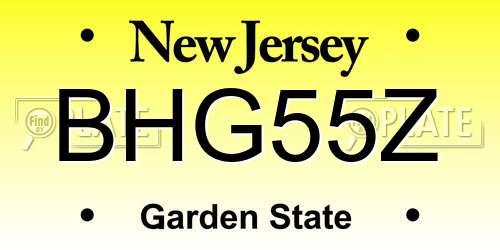 BHG55Z New Jersey License Plate