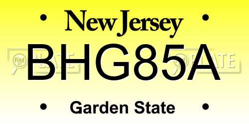 BHG85A New Jersey License Plate