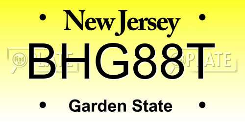 BHG88T New Jersey License Plate