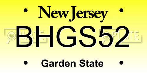 BHGS52 New Jersey License Plate