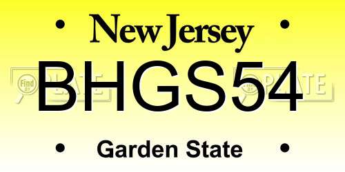 BHGS54 New Jersey License Plate