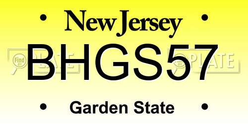 BHGS57 New Jersey License Plate