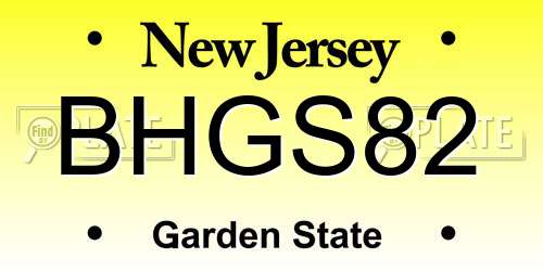 BHGS82 New Jersey License Plate