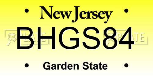 BHGS84 New Jersey License Plate