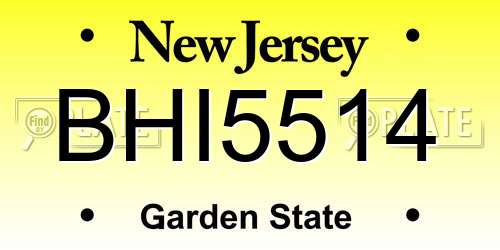 BHI5514 New Jersey License Plate