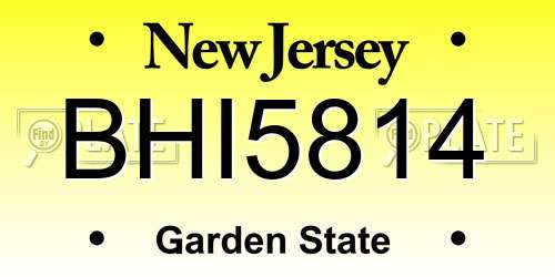 BHI5814 New Jersey License Plate
