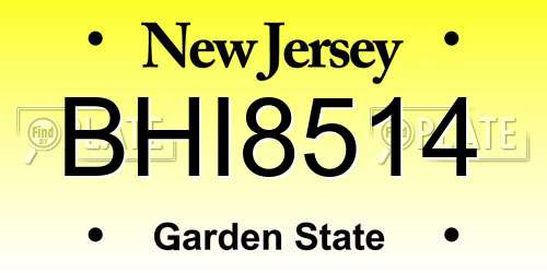 BHI8514 New Jersey License Plate