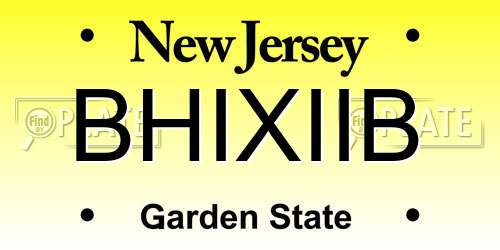 BHIXIIB New Jersey License Plate