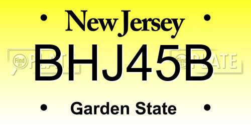 BHJ45B New Jersey License Plate