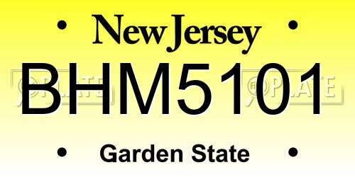 BHM5101 New Jersey License Plate
