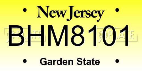 BHM8101 New Jersey License Plate