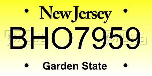 BHO7959 New Jersey License Plate