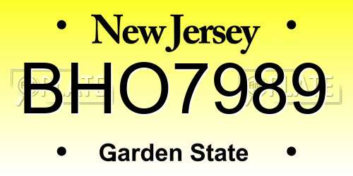 BHO7989 New Jersey License Plate