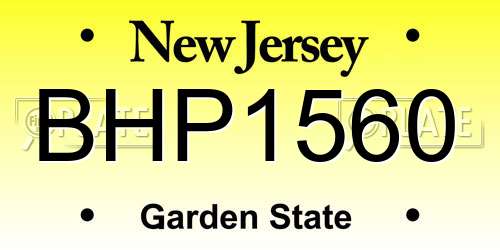 BHP1560 New Jersey License Plate