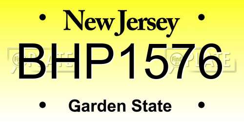 BHP1576 New Jersey License Plate
