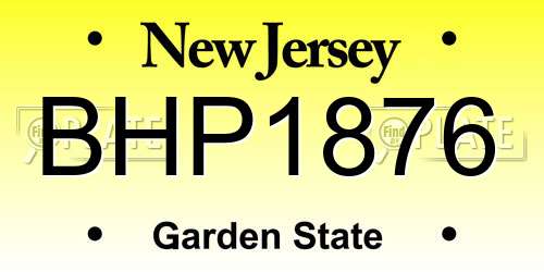 BHP1876 New Jersey License Plate