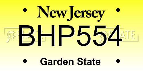 BHP554 New Jersey License Plate