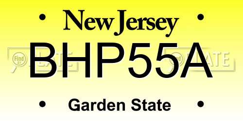BHP55A New Jersey License Plate