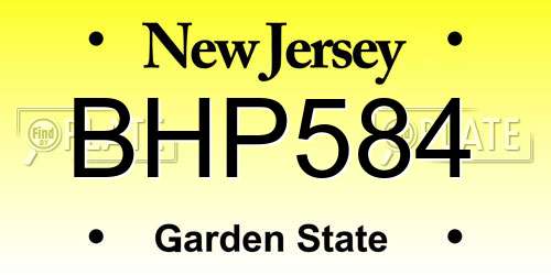 BHP584 New Jersey License Plate