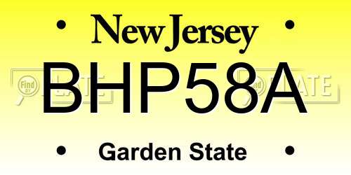 BHP58A New Jersey License Plate