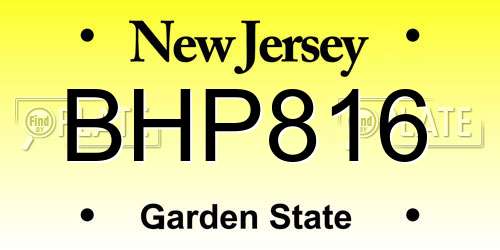 BHP816 New Jersey License Plate
