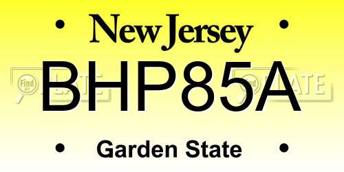 BHP85A New Jersey License Plate