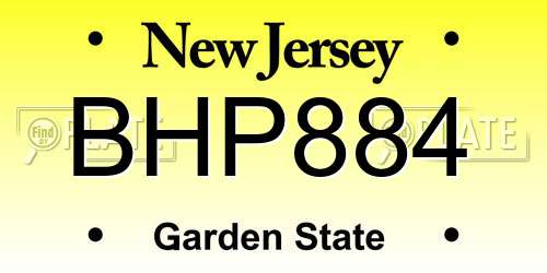 BHP884 New Jersey License Plate