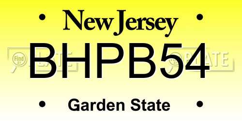BHPB54 New Jersey License Plate