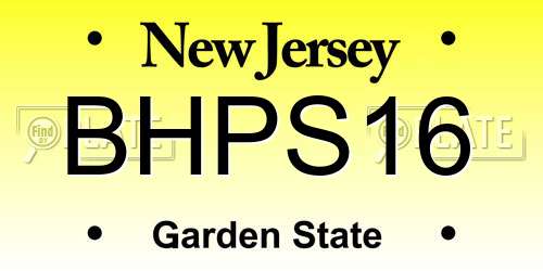 BHPS16 New Jersey License Plate