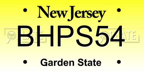 BHPS54 New Jersey License Plate
